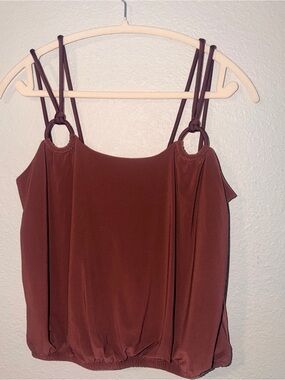 Express Women's Brown Ring-Accent Spaghetti Strap Top